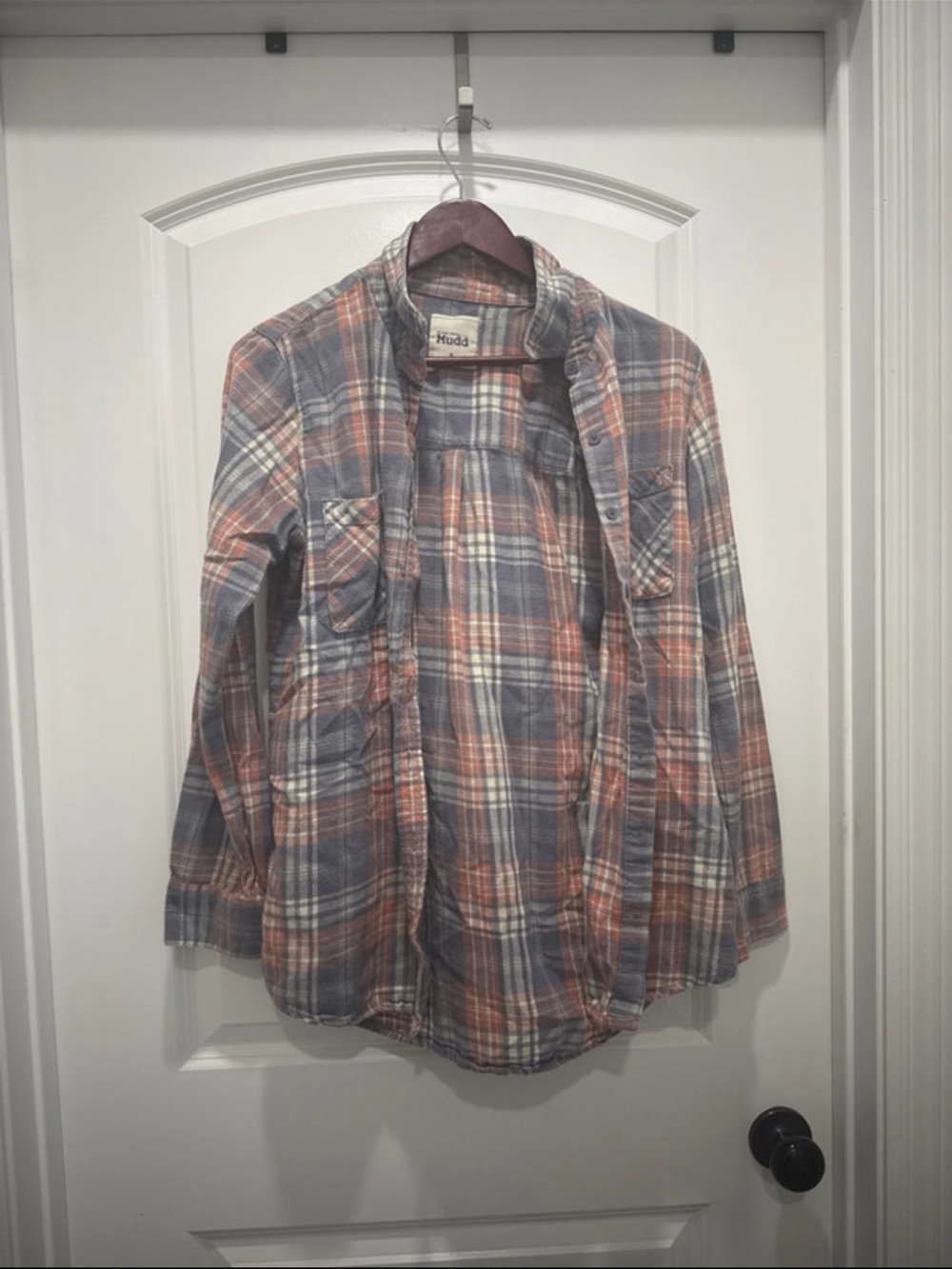 Mudd Plaid Jean Jacket in Blue and Orange